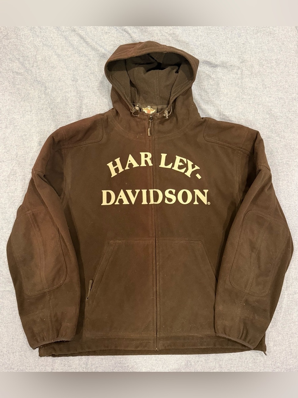 Harley-Davidson Brown Hooded Zip Jacket with Cream Logo